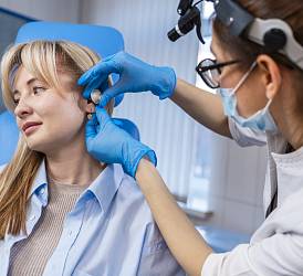 Врач-оториноларинголог Суконникова А.А. осматривает пациента